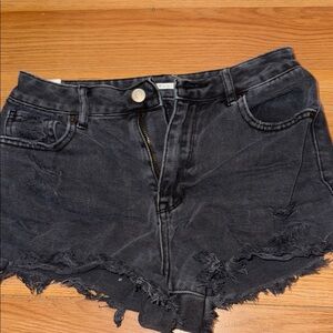 Women's Black Distressed Denim Shorts